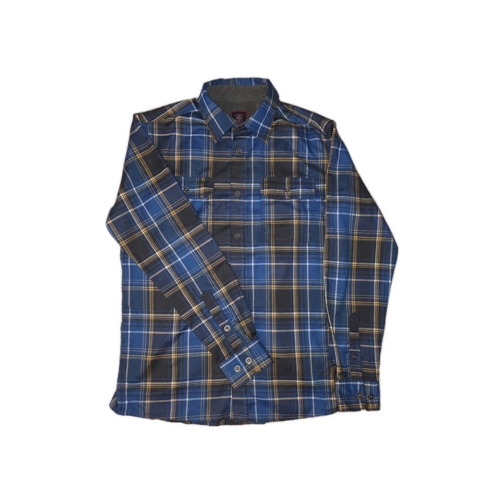 Swiss Tech Polyester Plaid Flannel Size S Blue Button Down Long Sleeve Shirt